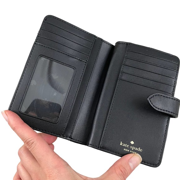 NEW Kate Spade Natalia Quilted Bifold Wallet Medium Compact Leather Black - Picture 9 of 9